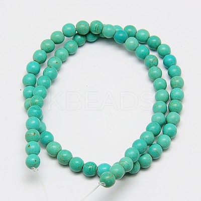 1 Strand Dyed Light Sea Green Round Synthetic Turquoise Beads Strands X-TURQ-G106-4mm-02D-1