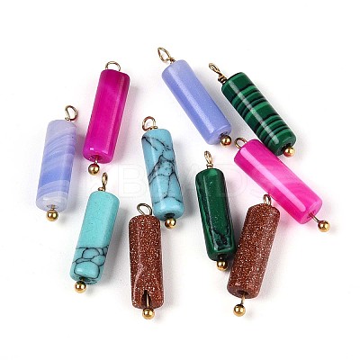 Synthetic Malachite & Goldstone & Turquoise & Agate Column Pendants STAS-N110-17G-1