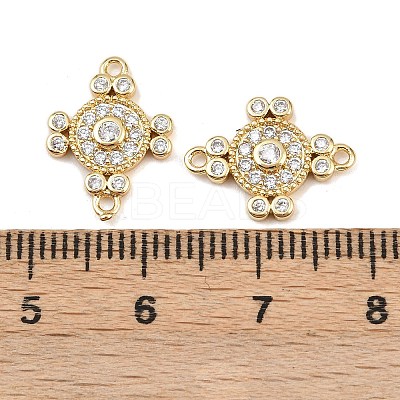Brass Pave Clear Cubic Zirconia Cross Connector Charms KK-L251-10G-1