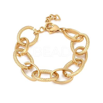 304 Stainless Steel Oval Link Chain Bracelets for Women BJEW-C104-01B-G-1