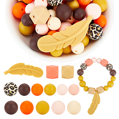 14 Style Food Grade Eco-Friendly Silicone Focal Beads SIL-GA0001-09-1