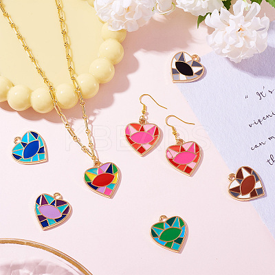 14Pcs 7 Colors Rack Plating Alloy Enamel Pendants ENAM-TA0002-53-1