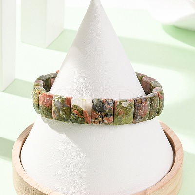 Natural Unakite Beaded Stretch Bracelets for Unisex G-K303-02H-1