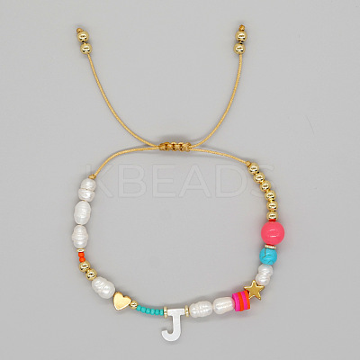 Bohemian Style Shell Letter Bead Braided Bead Bracelets for Women WG07C1E-10-1