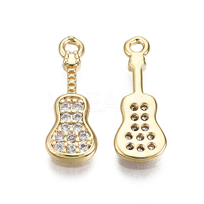 Brass Micro Pave Clear Cubic Zirconia Pendants X-KK-T056-56G-NF-1