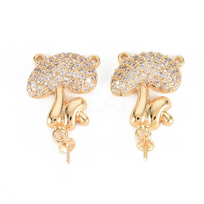 Autumn Theme Brass Micro Pave Clear Cubic Zirconia Peg Bails Links Connectors KK-T062-168G-NF-1