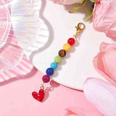 Alloy Enamel Heart Pendant Decorations HJEW-JM01507-02-1