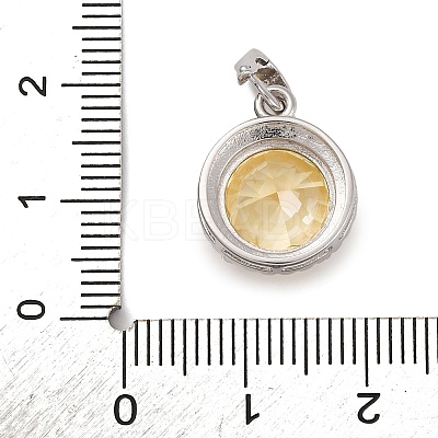 925 Sterling Silver Pave Yellow Cubic Zirconia Pendants STER-F063-01C-02-1