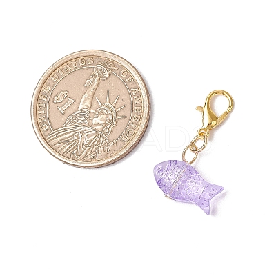 Transparent Spray Painted Glass Pendant Decorations HJEW-JM03293-02-1