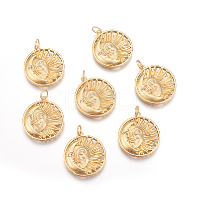 Brass Micro Pave Cubic Zirconia Pendants KK-O118-07MG-1