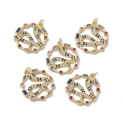 Brass Colorful Cubic Zirconia Pendants KK-E068-VA166-2-1