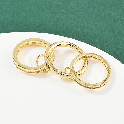 Brass Micro Pave Cubic Zirconia Plain Band Finger Rings for Women RJEW-P160-01D-G-1
