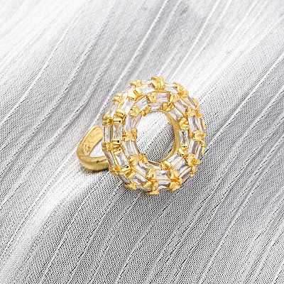 Brass Micro Pave Cubic Zirconia Cuff Rings RJEW-D323-02G-1