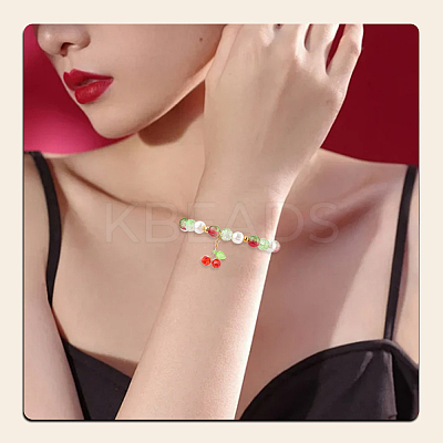 40Pcs Cherry Glass Pendants FIND-SC0016-51-1