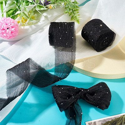 2Rolls Polyester Hot-fix Rhinestone Raw Edges Ribbon OCOR-TA0003-95I-1