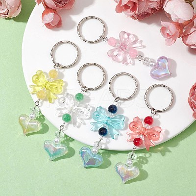 Acrylic Heart with Bowknot Keychains KEYC-JKC00612-1