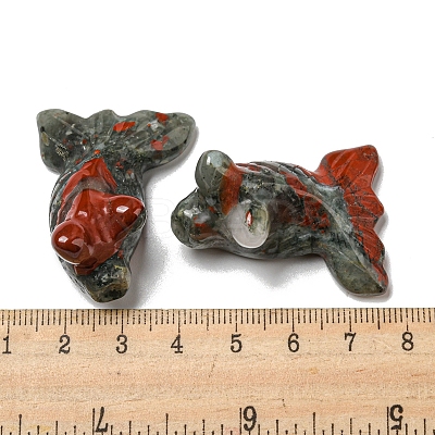 Natural Bloodstone Carved Healing Goldfish Figurines DJEW-D012-08I-1
