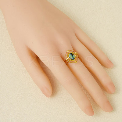 304 Stainless Steel with Natural Shell Cuff Open Rings for Women SL7571-4-1