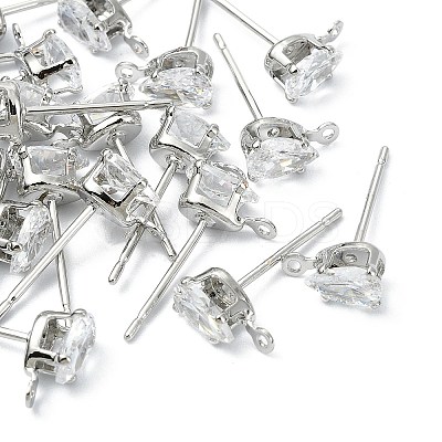 SHEGRACE Brass Clear Cubic Zirconia Teardrop Stud Earring Findings XGR0104P-116P-1