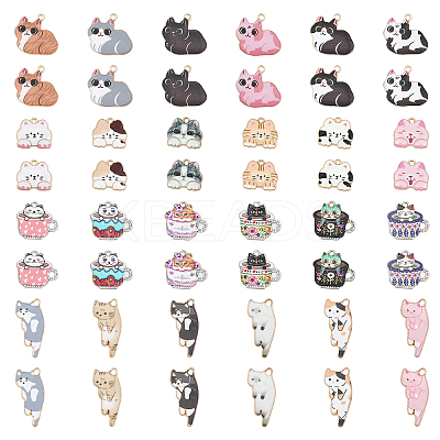 48PCS 24 Style Rack Plating Alloy Enamel Pendants ENAM-CA0001-57-1