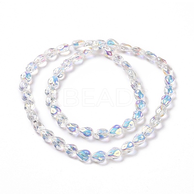Transparent Electroplate Glass Beads Strands GLAA-C025-02D-1