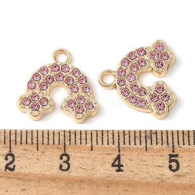 Alloy Pink Rhinestone Pendants PALLOY-E775-15G-1