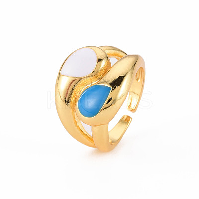 Brass Enamel Cuff Rings RJEW-S045-079-NR-1