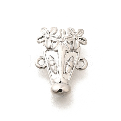 Rack Plating Brass Flower Animal Connector Charms KK-L225-027P-1