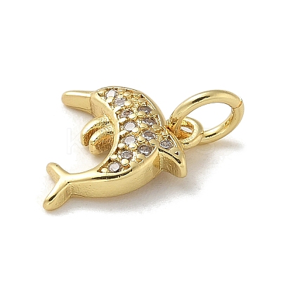 Brass Micro Pave Clear Cubic Zirconia Pendants KK-U046-02G-05-1