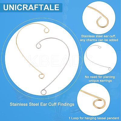 40Pcs 2 Colors 316 Stainless Steel Ear Cuff Findings STAS-UN0037-75-1