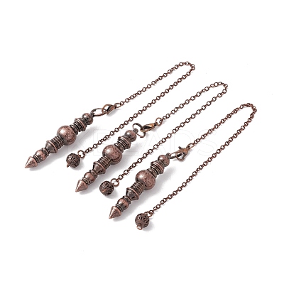 Rack Plating Brass Cable Chain Pointed Dowsing Pendulums HJEW-G016-02R-1