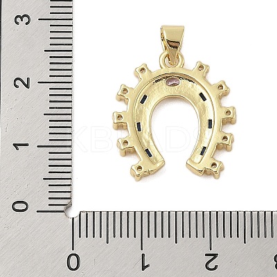 Horse Shoes Rack Plating Brass Micro Pave Cubic Zirconia Pendants KK-Z074-39G-1