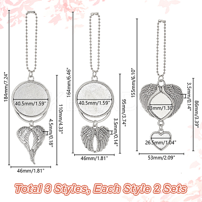 6Pcs 3 Styles Zinc Alloy Heat Transfer Sublimation Blank Pendant Decorations AJEW-GA0007-52-1