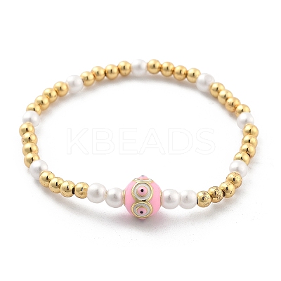 Brass Beaded Stretch Bracelets for Women BJEW-G736-03B-1