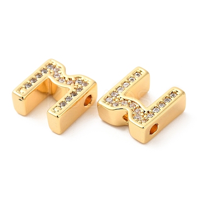 Brass Micro Pave Cubic Zirconia Beads KK-F855-03G-M-1