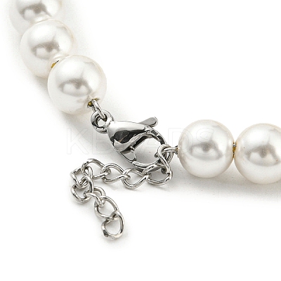 Rack Plating Brass Dragon & Plastic Pearl Beaded Bracelet BJEW-D030-01A-G-1