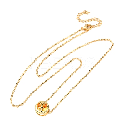 Brass Pave Cubic Zirconia Birth Stone Constellation Pendant Cable Chain Necklaces NJEW-D334-01G-04-1