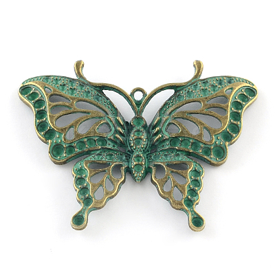Zinc Alloy Butterfly Pendants Rhinestone Settings PALLOY-R065-011-FF-1