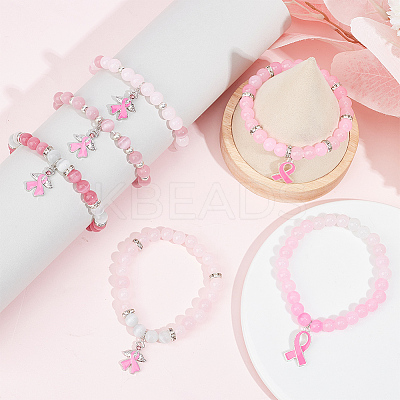 DIY Breast Cancer Awareness Bracelet Making Kit DIY-SC0021-74-1
