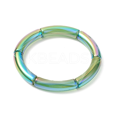 4Pcs 4 Color Acrylic Curved Tube Stretch Bracelets Set for Women BJEW-JB09305-03-1