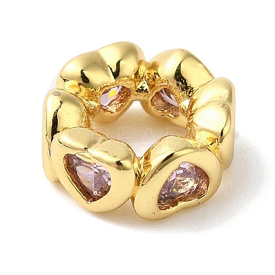 Real 18K Gold Plated Brass Micro Pave Cubic Zirconia European Beads KK-F854-03G-01-1