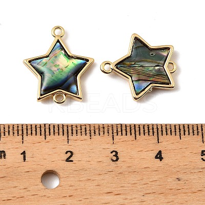 Natural Paua Shell Star Connector Charms KK-G538-42G-1
