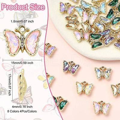 32Pcs 8 Colors Alloy Rhinestone Pendants FIND-CJ0005-13-1