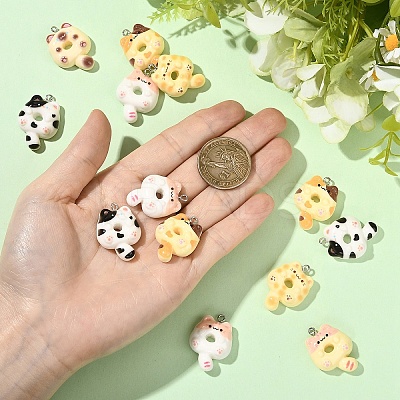 30Pcs 6 Colors Opaque Resin Pendants RESI-YW0004-93-1