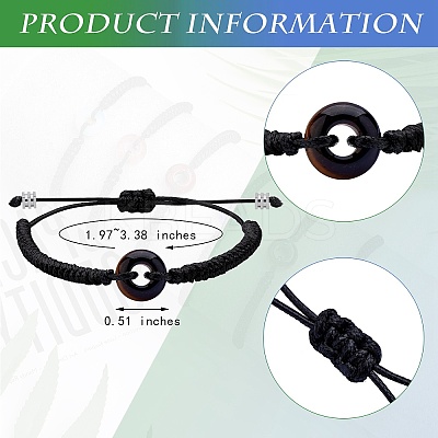 Natural Tiger Eye Donut Braided Bead Bracelet BJEW-SW00047-09-1
