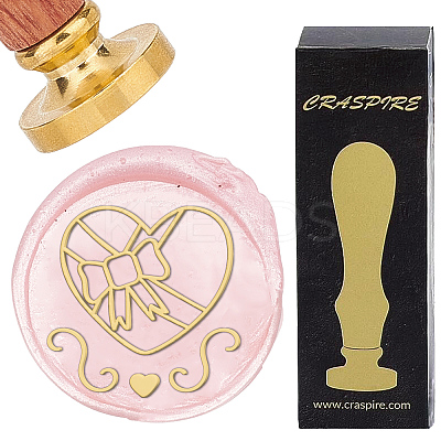 Brass Wax Seal Stamps with Wood Handle AJEW-WH0412-0119-1