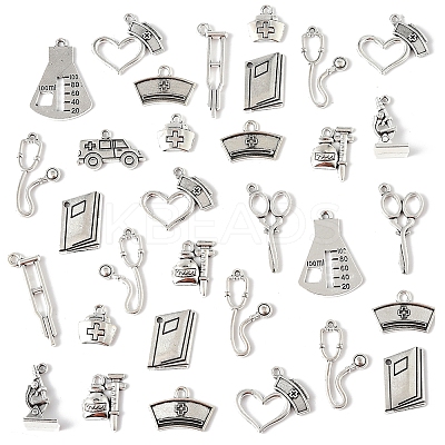 100Pcs 12 Styles Tibetan Style Zinc Alloy Pendants TIBEP-FS0001-39-1