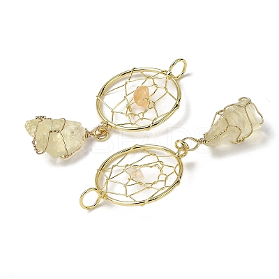 Raw Rough Natural Lemon Quartz Coppwer Wire Wrapped Big Pendants G-G314-02G-03-1