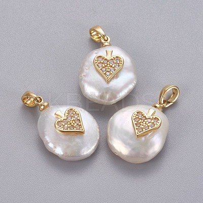 Natural Cultured Freshwater Pearl Pendants KK-L187-11G-1