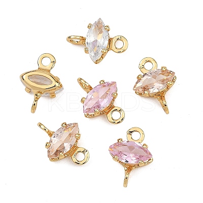 SHEGRACE Brass Pave Cubic Zirconia Horse Eye Connector Charms XGRQ2O297-436G-1